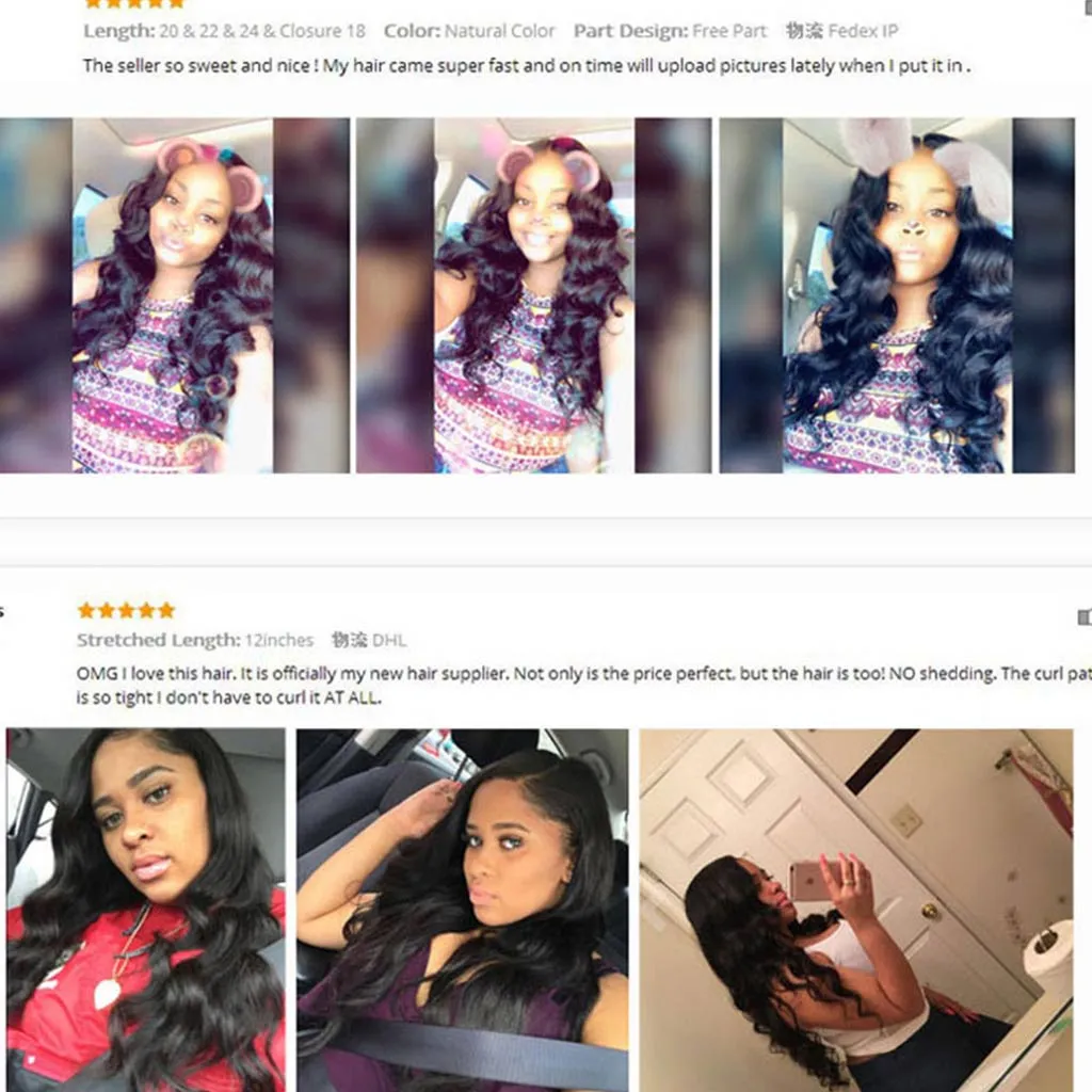 10A Loose Deep Wave Brazilian Hair 3 Bundles With Frontal Human Hair