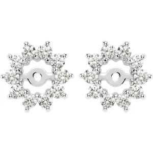 14k White Gold 5/8 CTW Diamond Earring Jackets