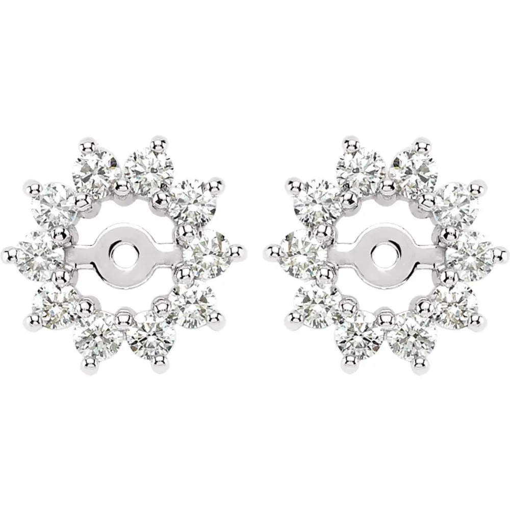 14k White Gold 5/8 CTW Diamond Earring Jackets