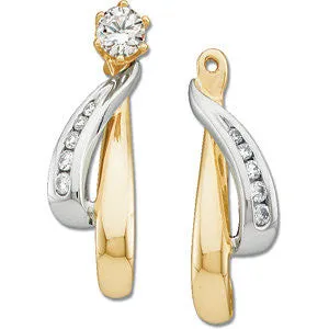 14k White/Yellow Gold Diamond Earring Jacket