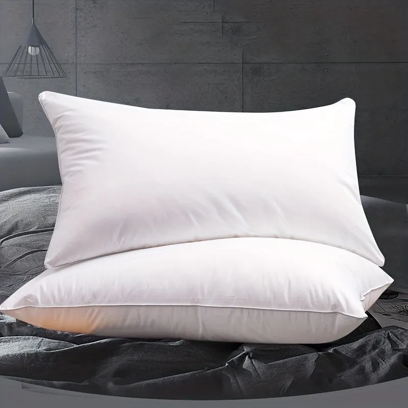1pc Luxurious Duck Down Feather White Pillow Insert - Soft Fabric Cover, Neck Protection, Slow Rebound, Goose Down Filling for Comfortable Sleeping, Hypoallergenic and Breathable Design