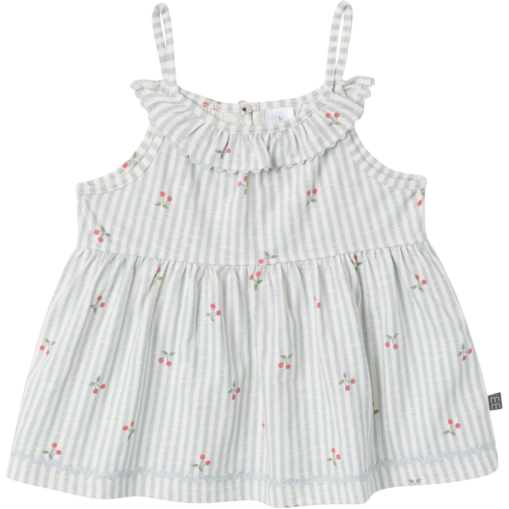2-Piece Infant & Toddler Girls Cherry Stripes Ruffle Top and Shorts Set