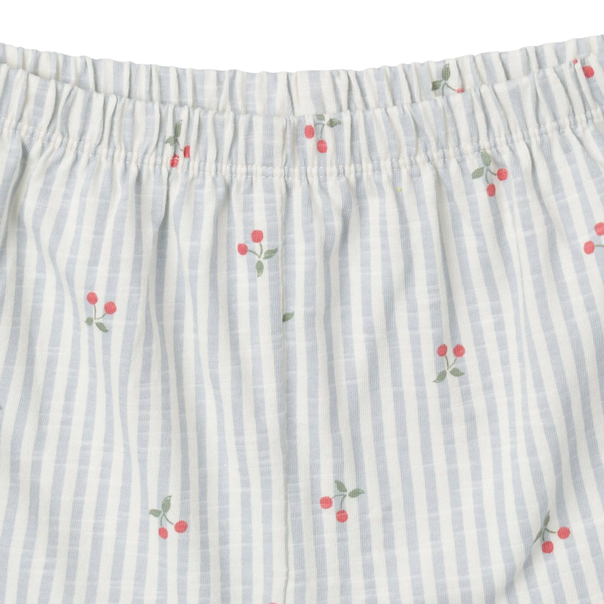 2-Piece Infant & Toddler Girls Cherry Stripes Ruffle Top and Shorts Set
