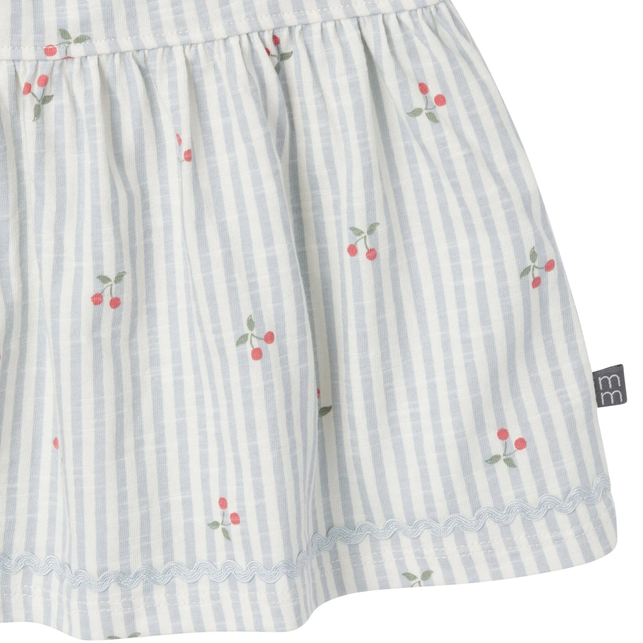 2-Piece Infant & Toddler Girls Cherry Stripes Ruffle Top and Shorts Set