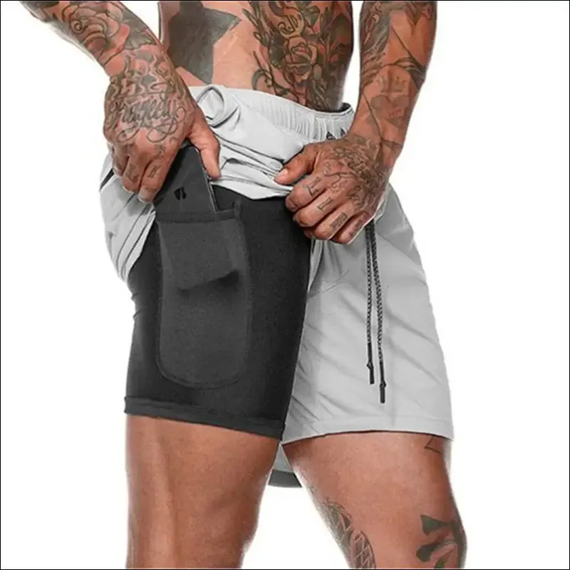 2022 new men's running shorts mens 2 in 1 sports shorts male double-deck quick drying sports men