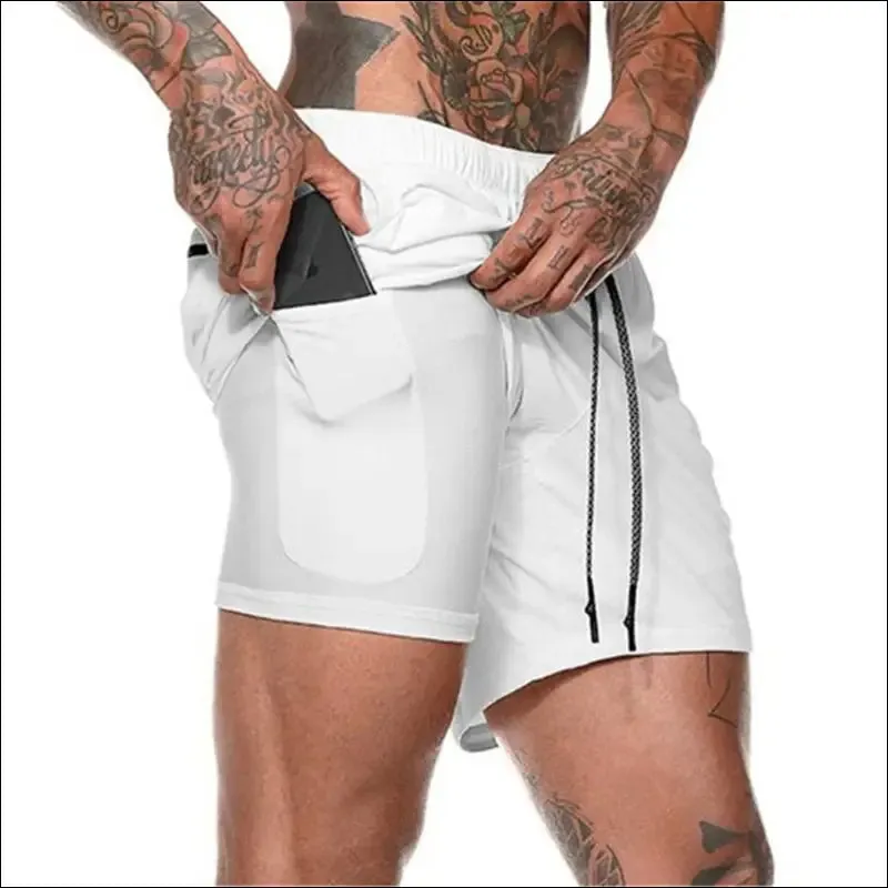 2022 new men's running shorts mens 2 in 1 sports shorts male double-deck quick drying sports men
