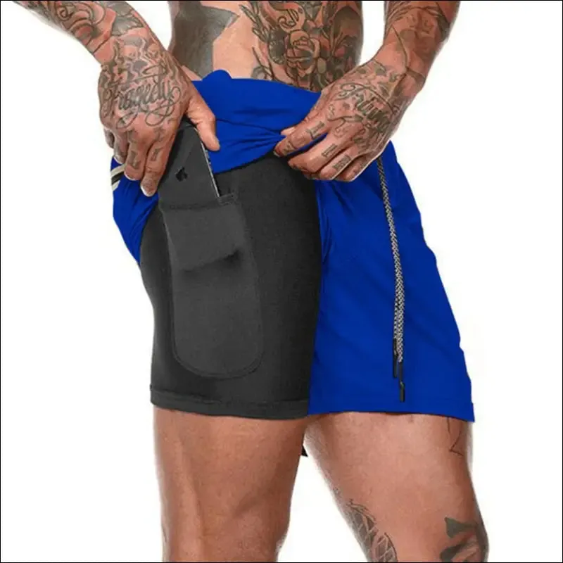 2022 new men's running shorts mens 2 in 1 sports shorts male double-deck quick drying sports men