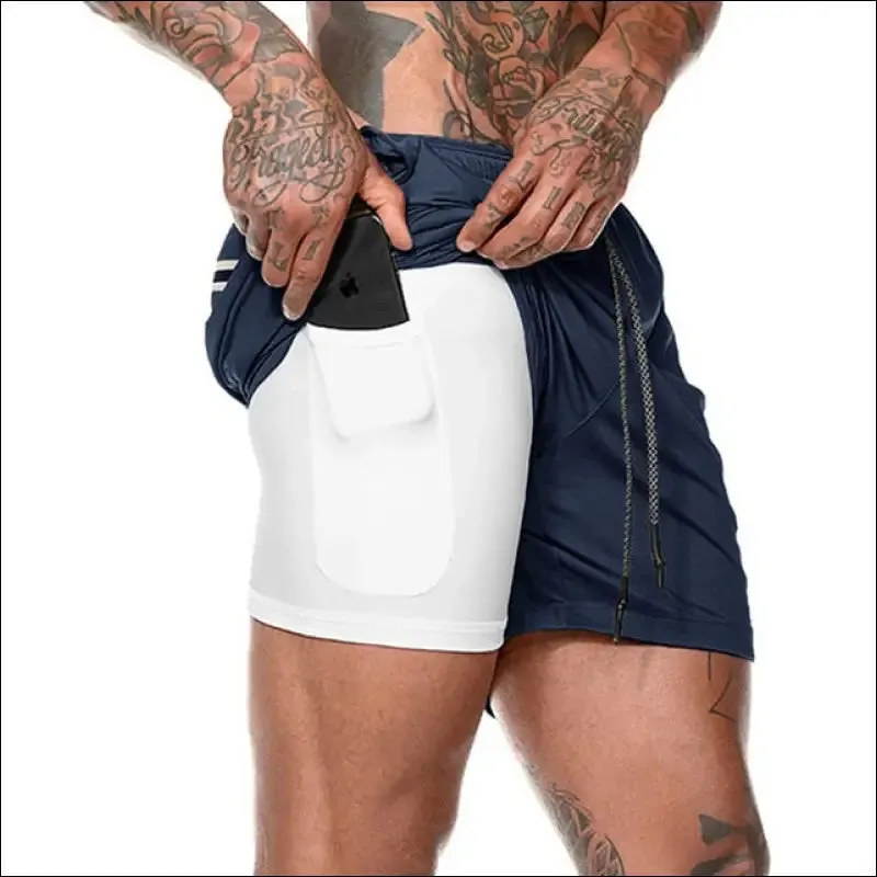 2022 new men's running shorts mens 2 in 1 sports shorts male double-deck quick drying sports men