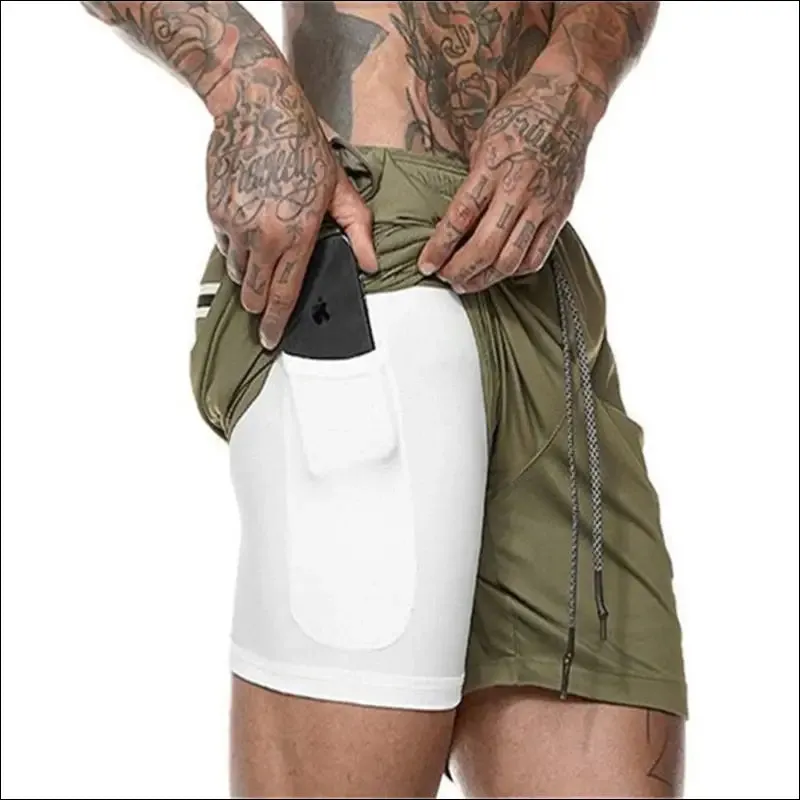 2022 new men's running shorts mens 2 in 1 sports shorts male double-deck quick drying sports men