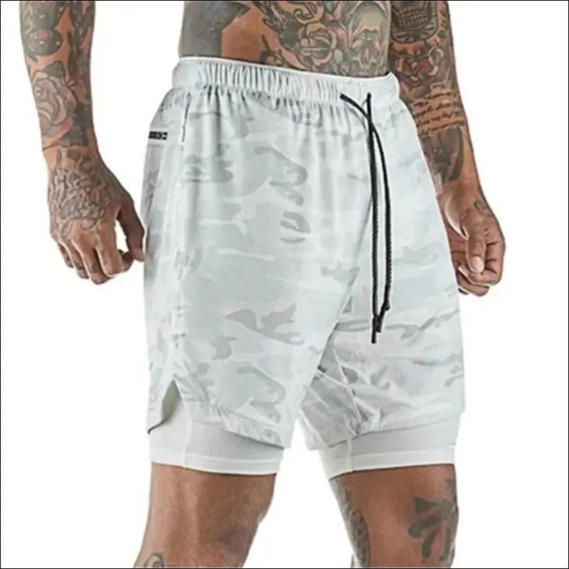 2022 new men's running shorts mens 2 in 1 sports shorts male double-deck quick drying sports men
