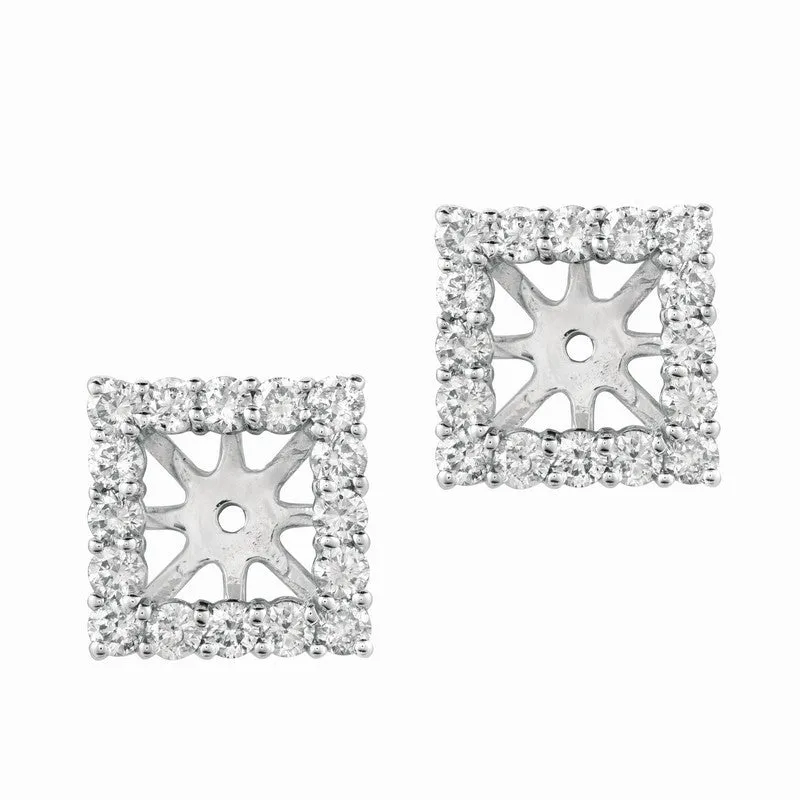 5MM SQUARE DIAMOND EARRING JACKETS 14K GOLD (1.18 CTW)