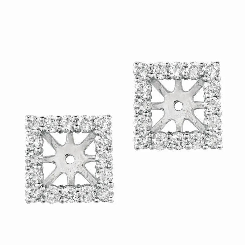 6MM SQUARE DIAMOND EARRING JACKETS 14K GOLD (1.18 CTW)