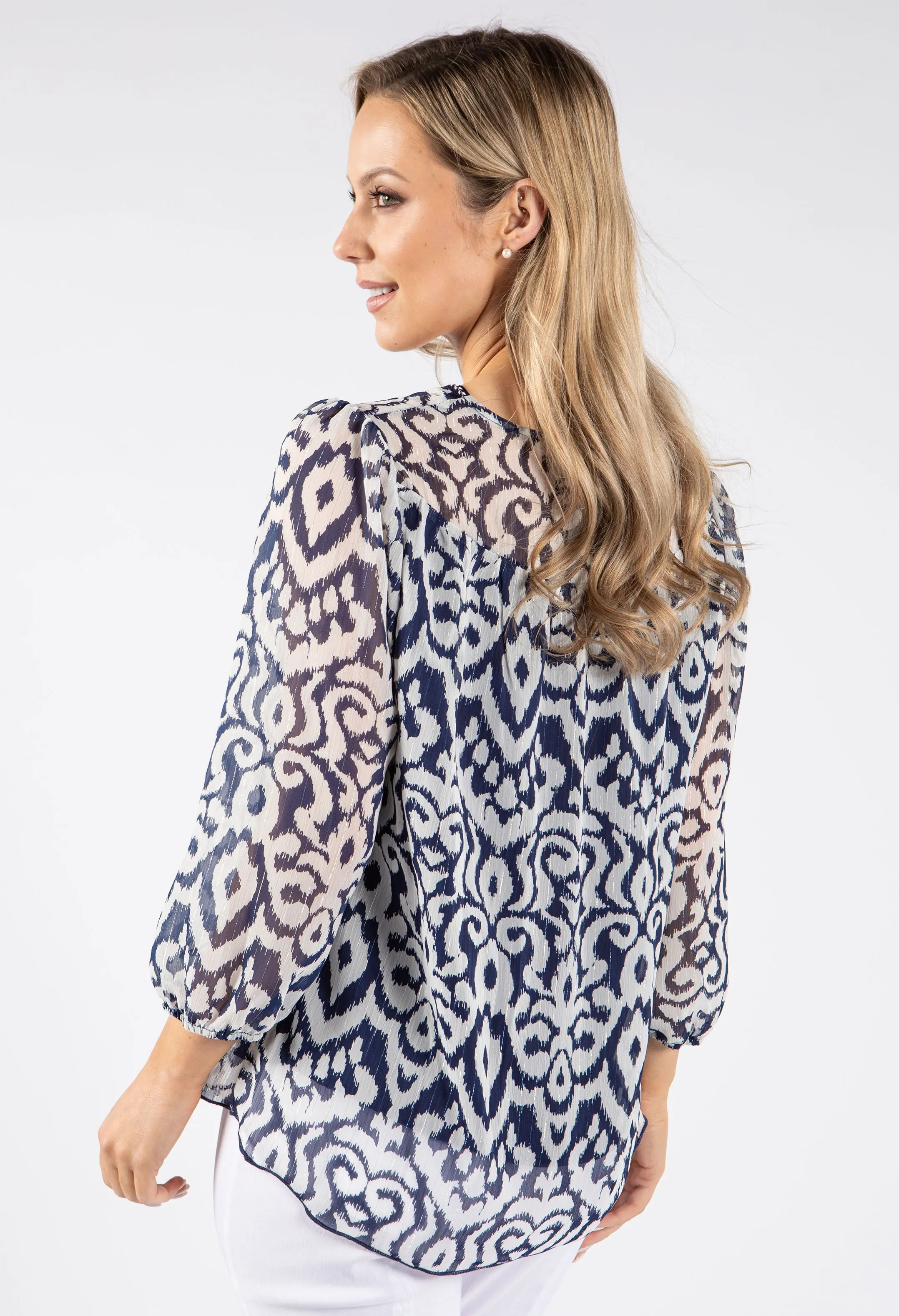 Abstract Print Lurex Blouse