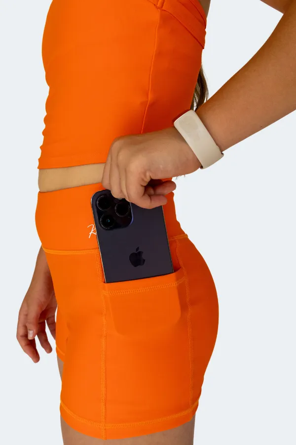 Active Bike Shorts - Pockets (Youth) - Orange Crush
