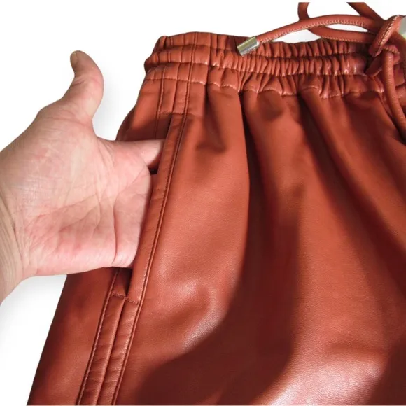A.L.C. Ryder Shorts Vegan Leather Elastic Drawstring Waist