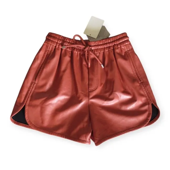 A.L.C. Ryder Shorts Vegan Leather Elastic Drawstring Waist