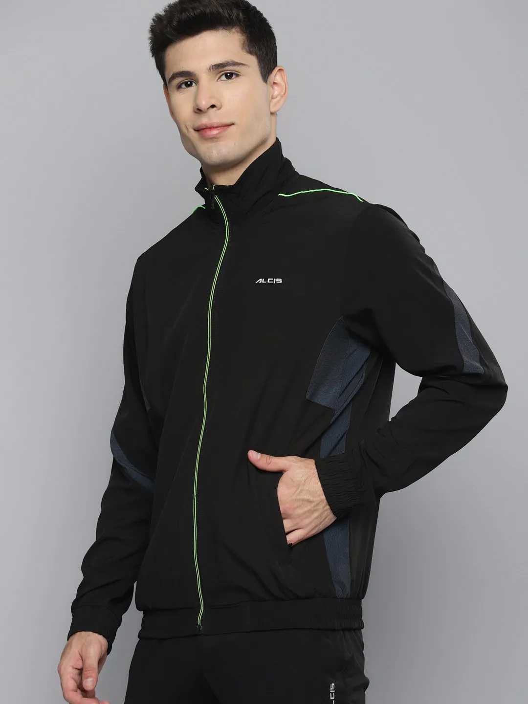 Alcis Men Colorblocked Black Jacket