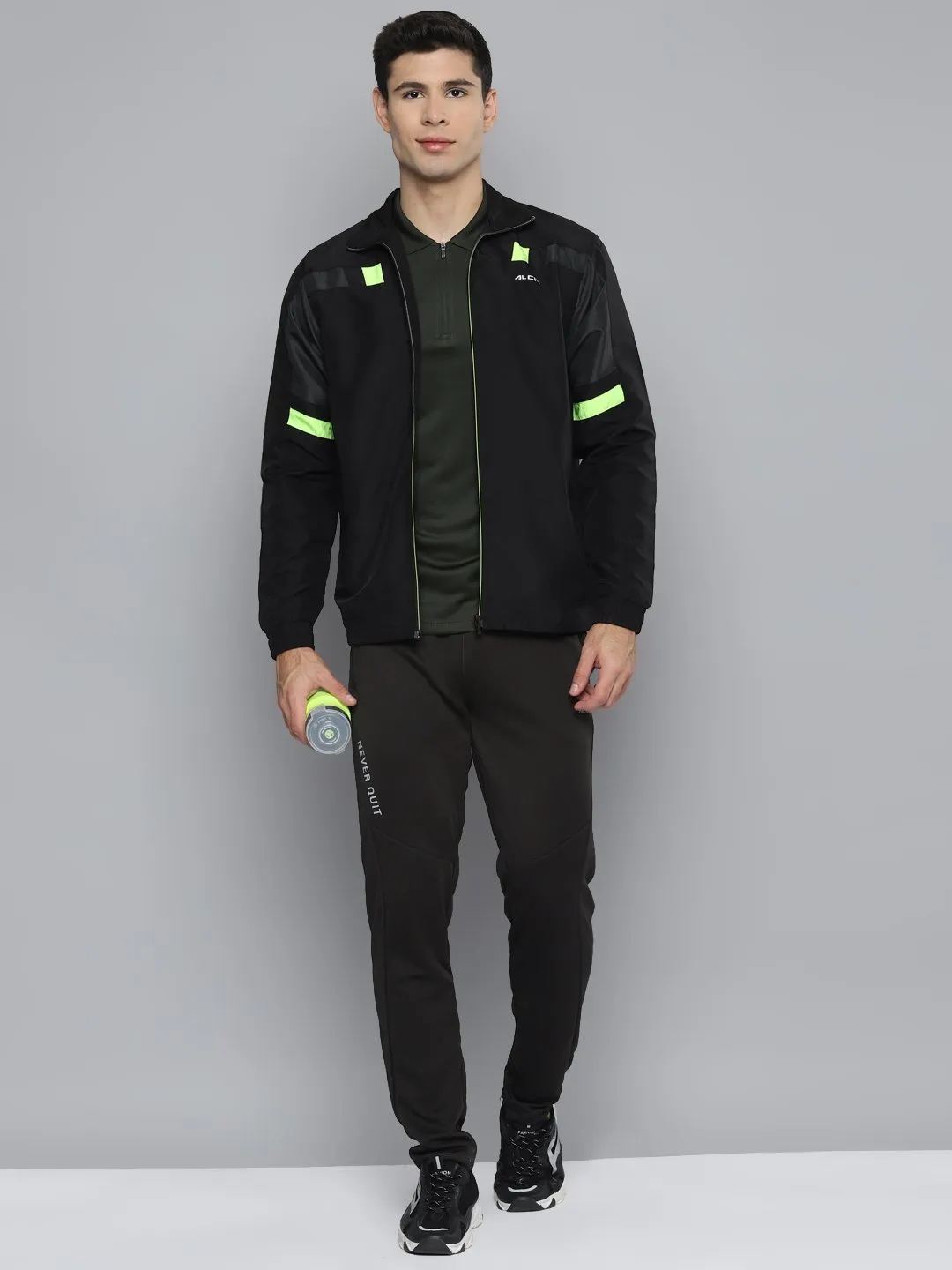 Alcis Men Striped Black Jacket