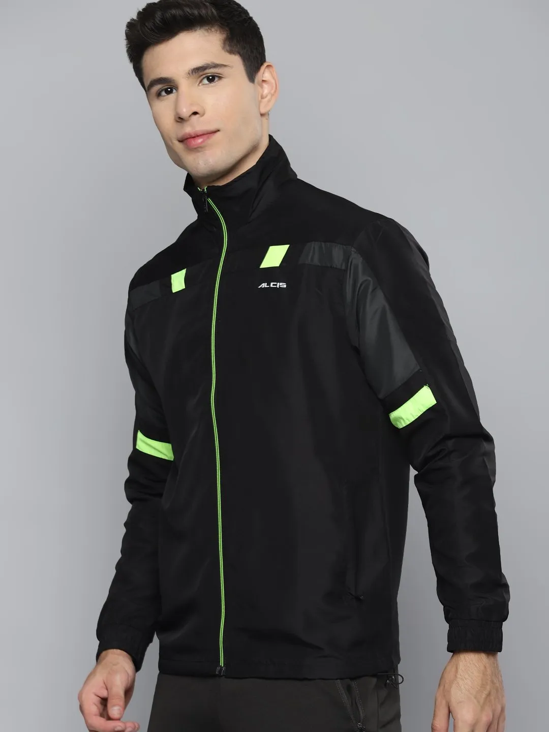 Alcis Men Striped Black Jacket