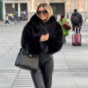 Alice - Pelzige Cropped Winterjacke für Frauen