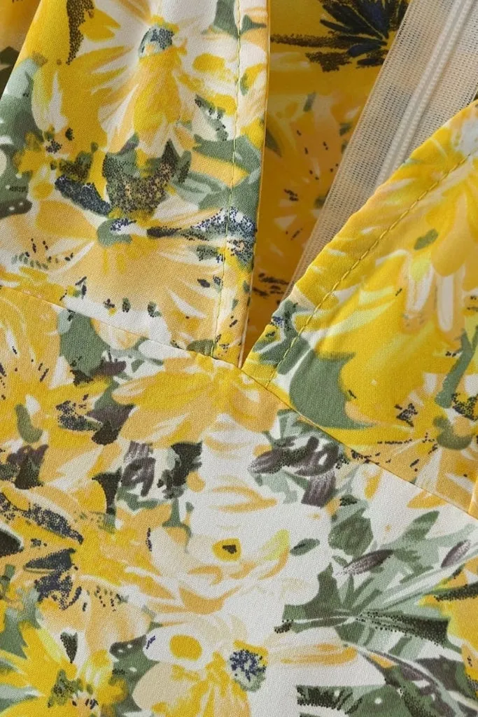Alira Yellow Printed Floral Dress