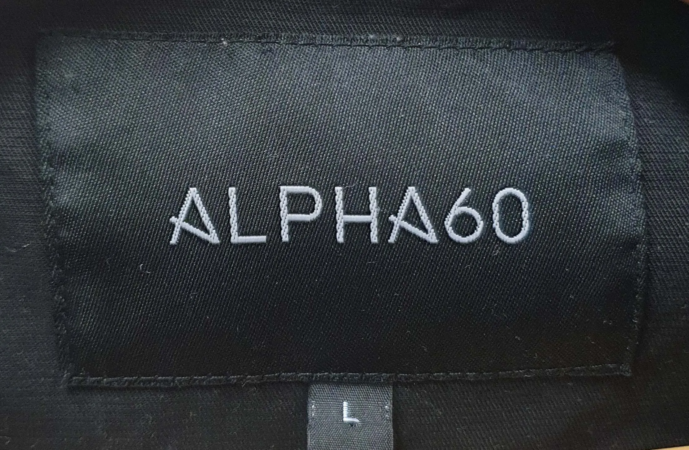Alpha 60 black 100% cotton jacket size L