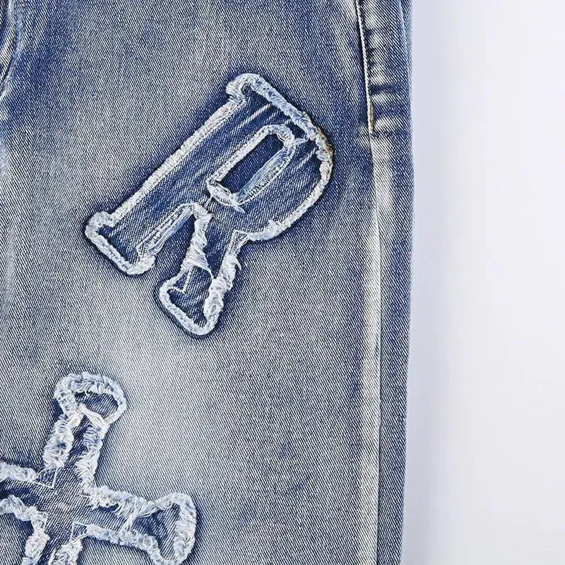 Alphabet Detail Straight Jeans