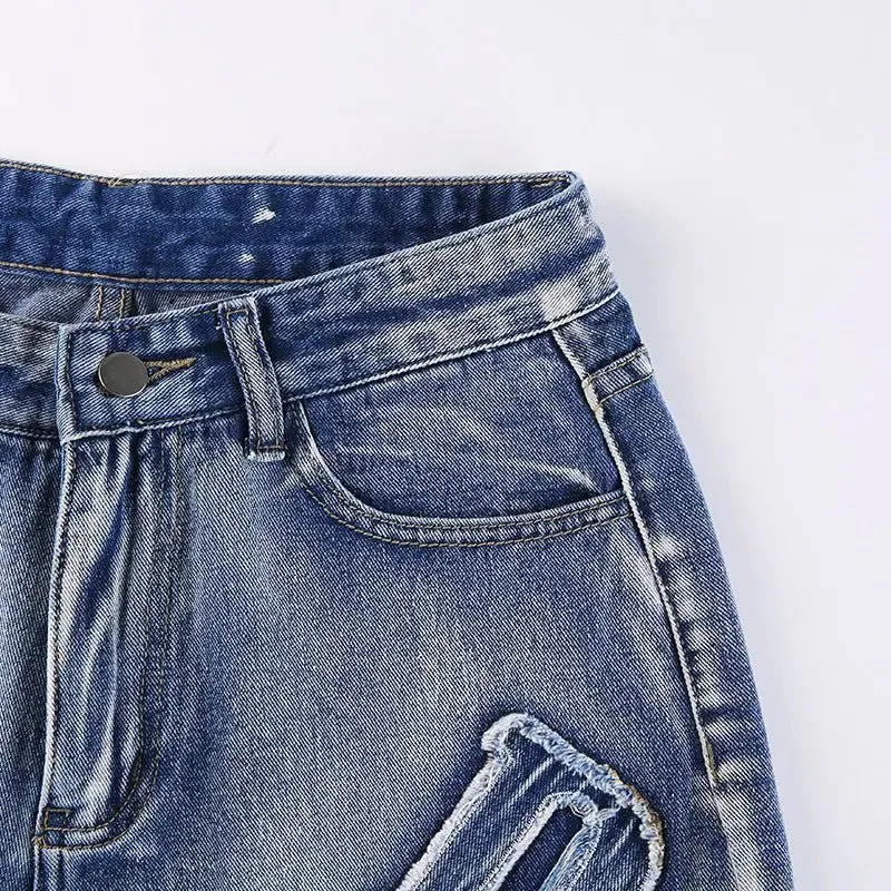 Alphabet Detail Straight Jeans