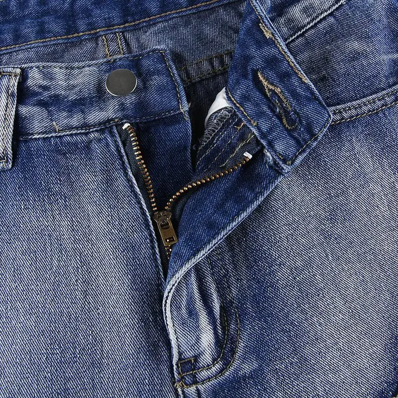 Alphabet Detail Straight Jeans