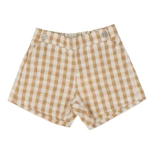 Analogie Gingham Pull On Shorts - Golden