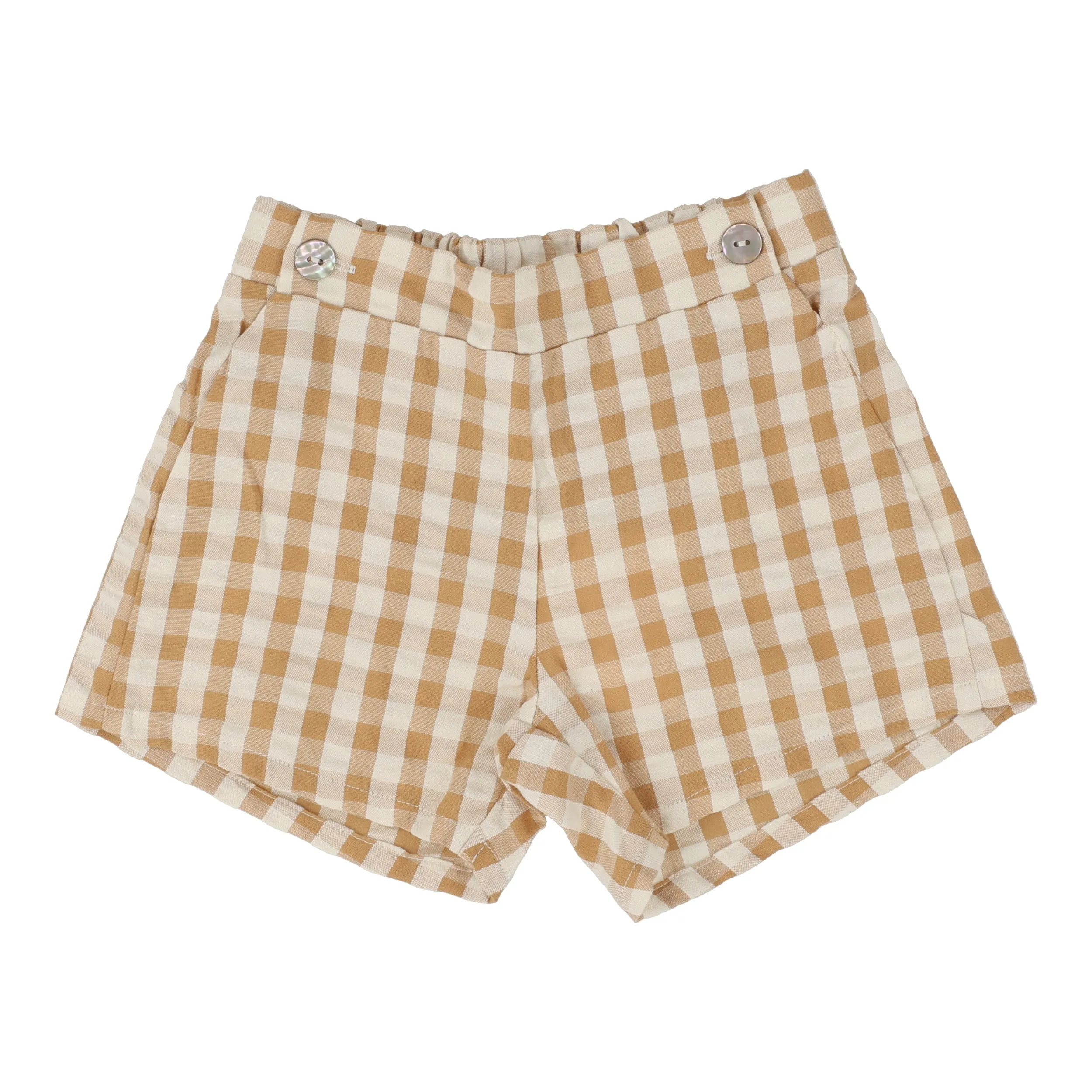 Analogie Gingham Pull On Shorts - Golden