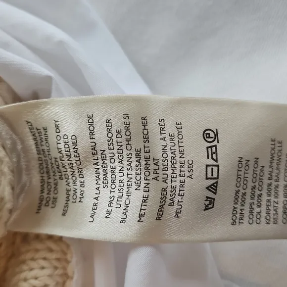 Anthropologie Pilcro Cable Knit Twofer Cream Sweater Over White Shirt