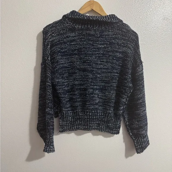 Anthropologie Pilcro Marled Henley Sweater Size XS blue knit oversized buttons