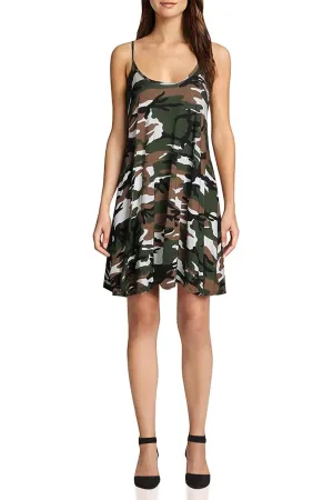 Army Print Strappy Mini Dress Vest Top
