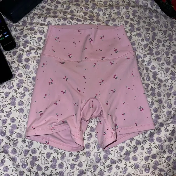 astoria pink cherry yoga shorts