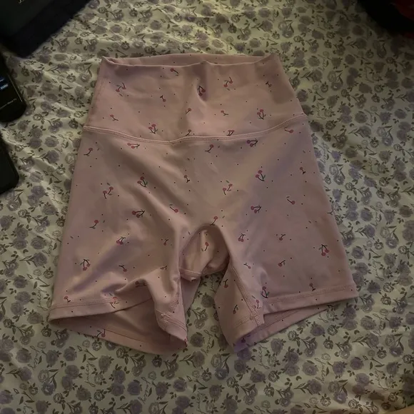 astoria pink cherry yoga shorts