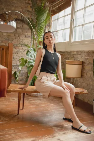 Astrid Longline Beige Floaty Shorts