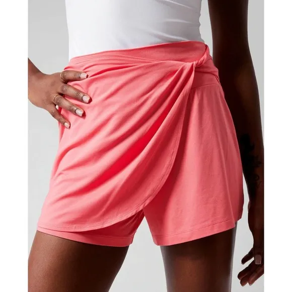 Athleta NEW Womens Activewear Release Wrap Skort Built-in Shorts Size XL Pink