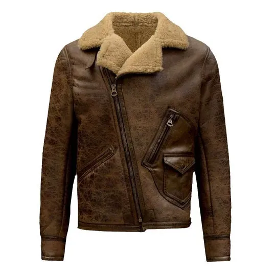 B3 Bomber Pilot Real Fur Leather Jacket Brown Leather Jacket SRJ302