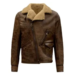 B3 Bomber Pilot Real Fur Leather Jacket Brown Leather Jacket SRJ302
