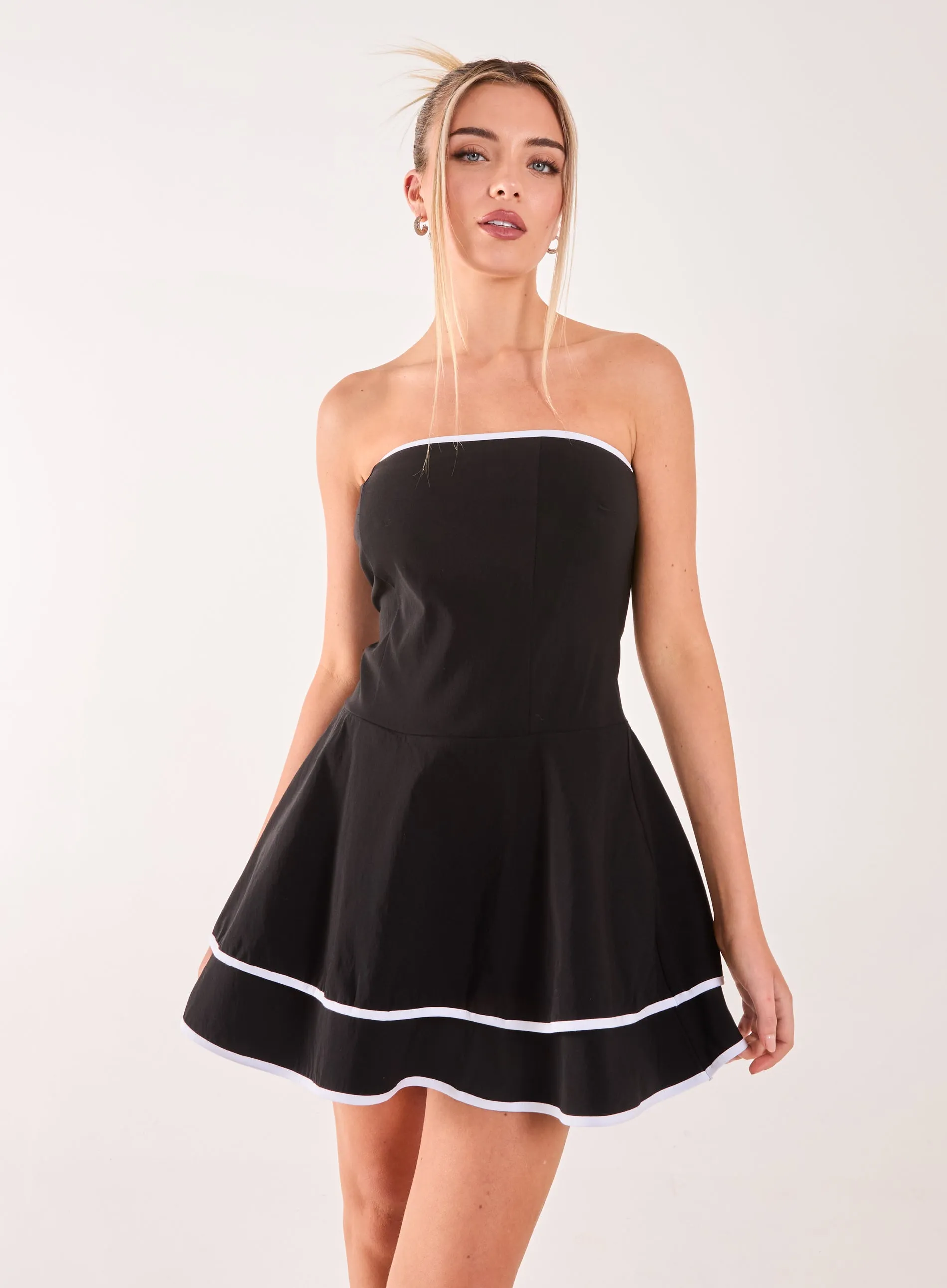 Bandeau Contrast Binding Mini Dress