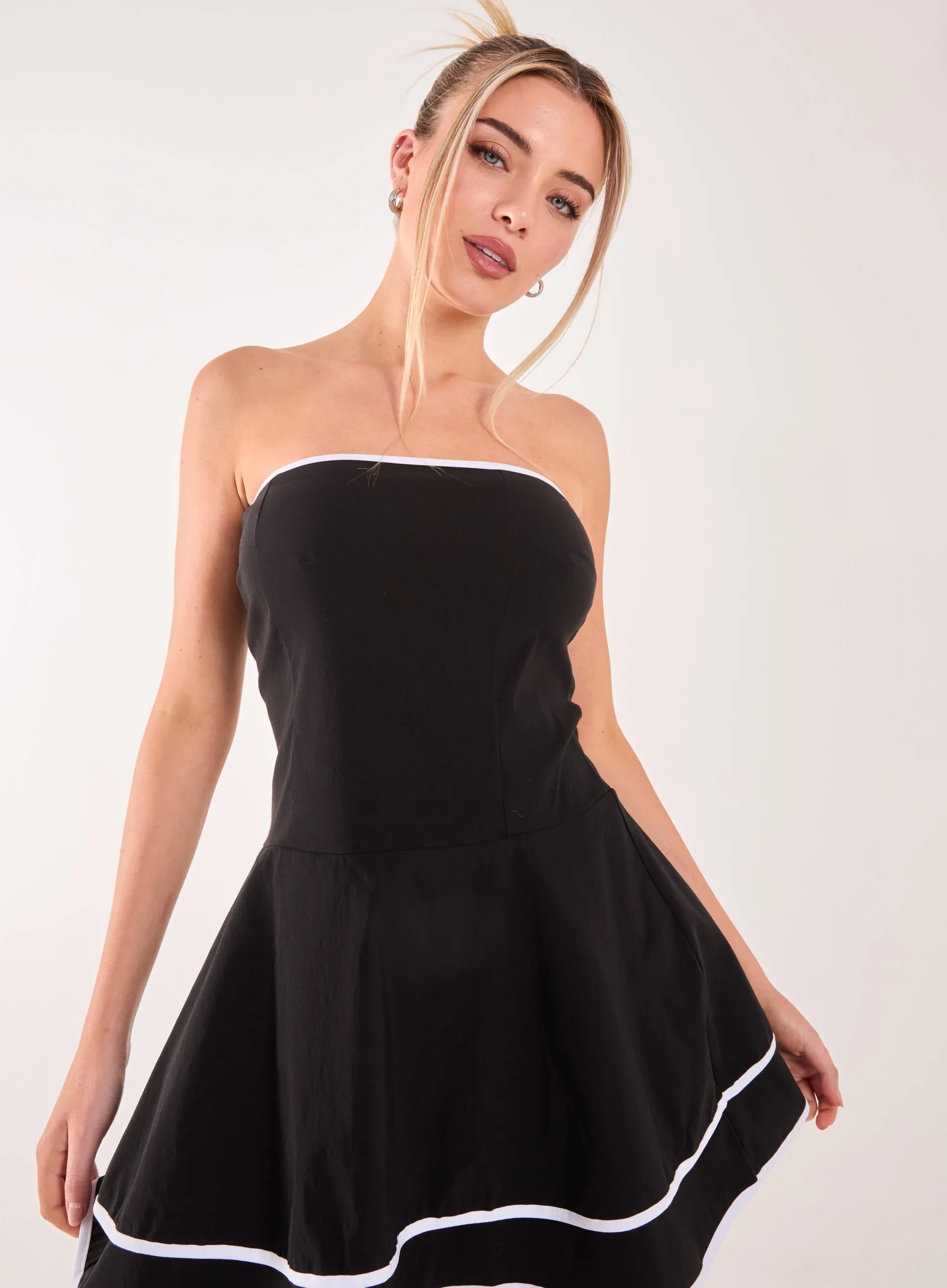 Bandeau Contrast Binding Mini Dress