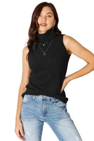 Basic Bae Ribbed Turtleneck Tank Stylish Comfortable Sleeveless Casual Top