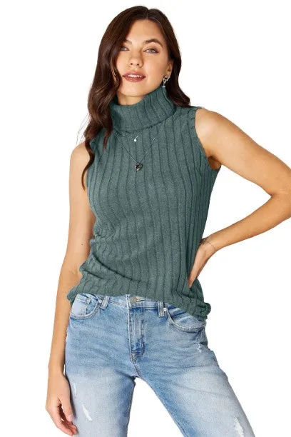 Basic Bae Ribbed Turtleneck Tank Stylish Comfortable Sleeveless Casual Top