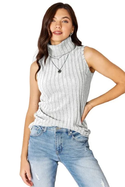 Basic Bae Ribbed Turtleneck Tank Stylish Comfortable Sleeveless Casual Top