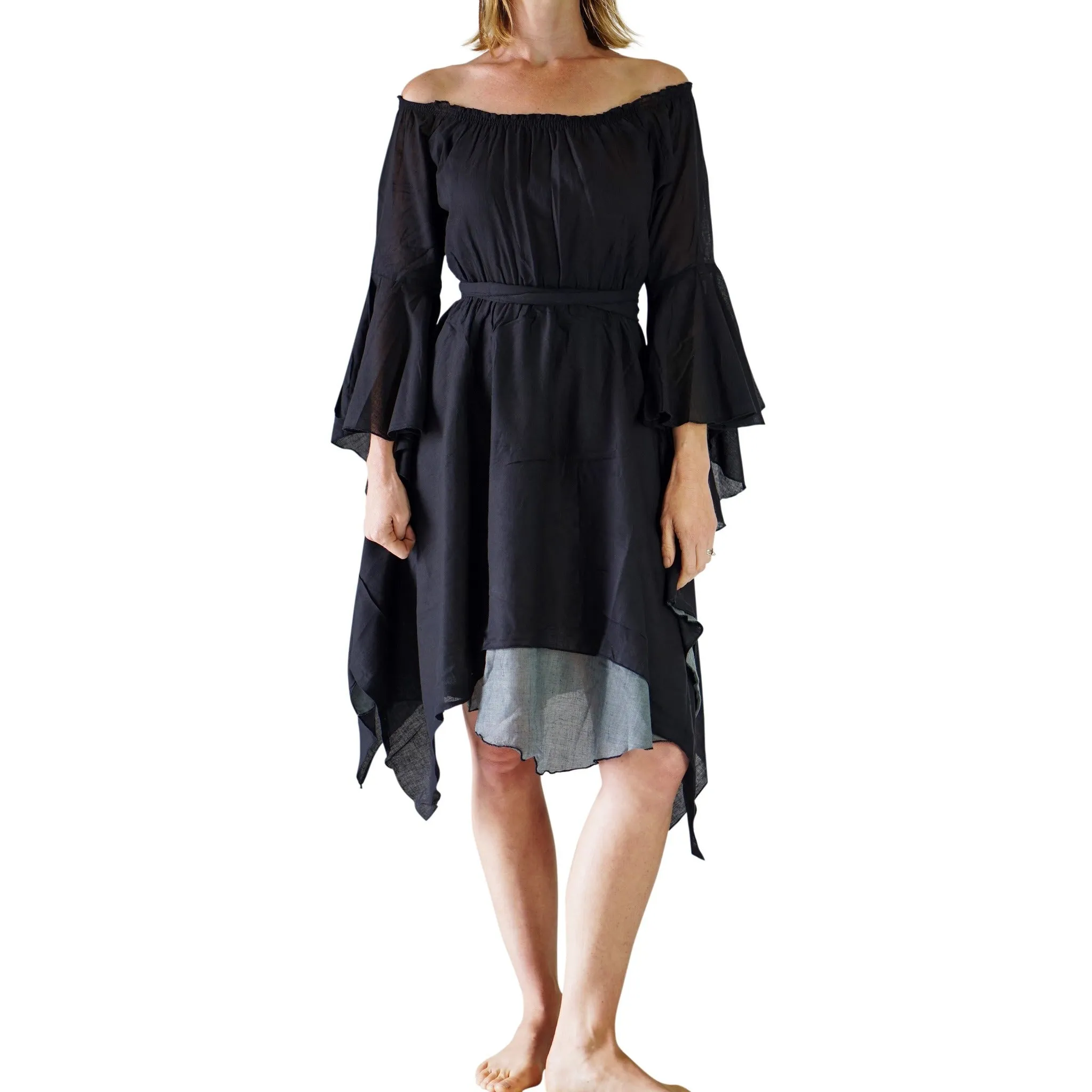 'Bell Sleeve' Renaissance Dress - Black