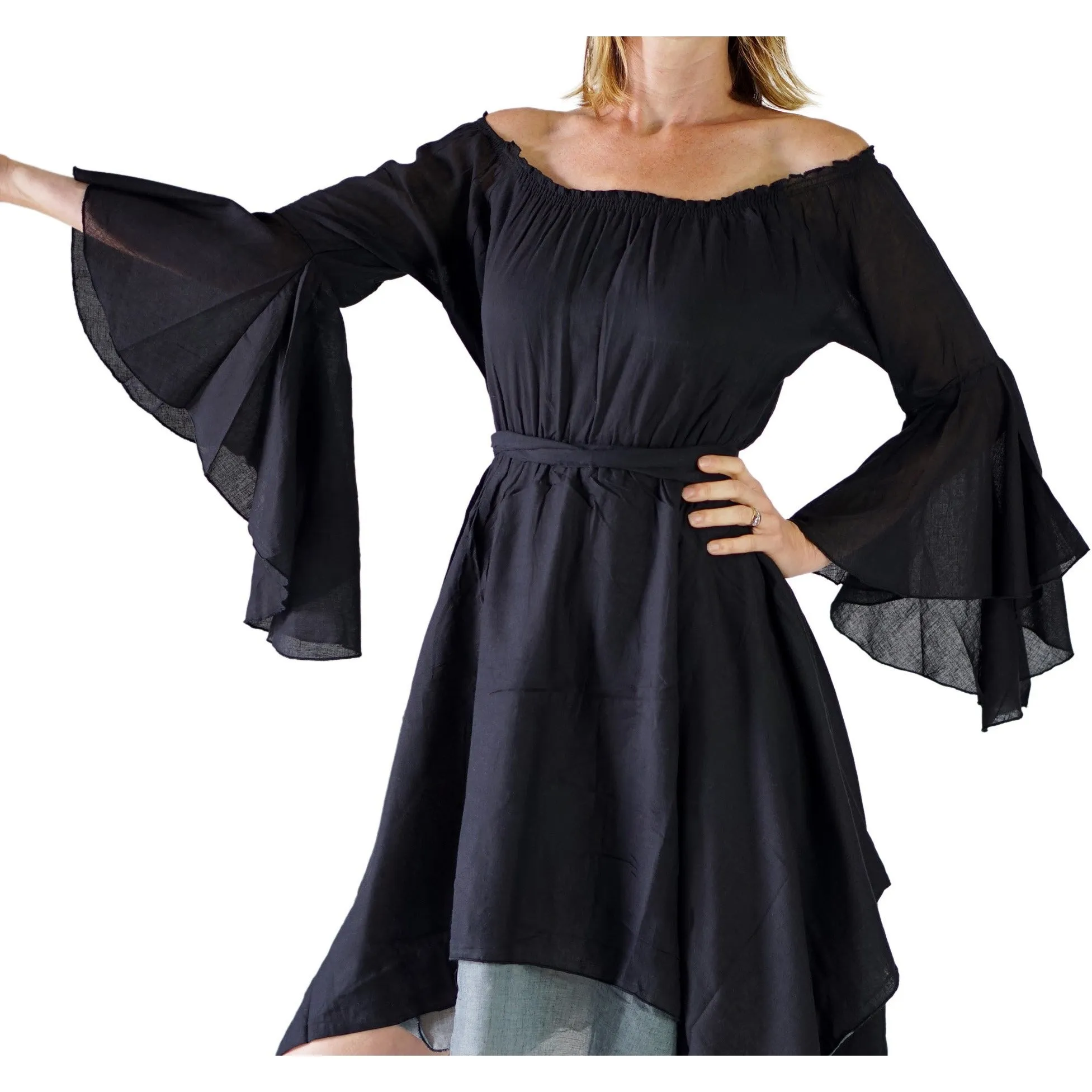 'Bell Sleeve' Renaissance Dress - Black