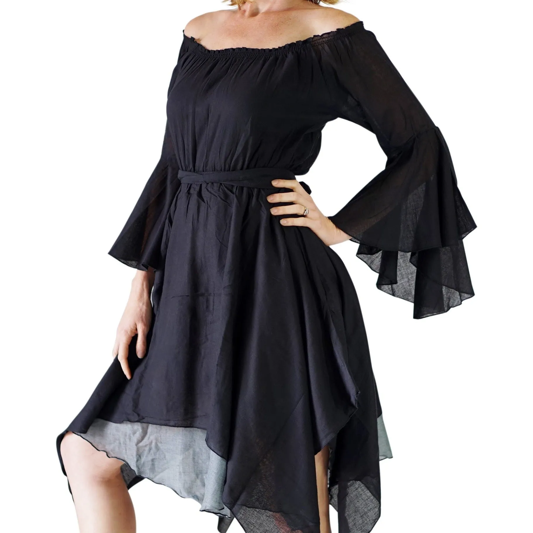 'Bell Sleeve' Renaissance Dress - Black