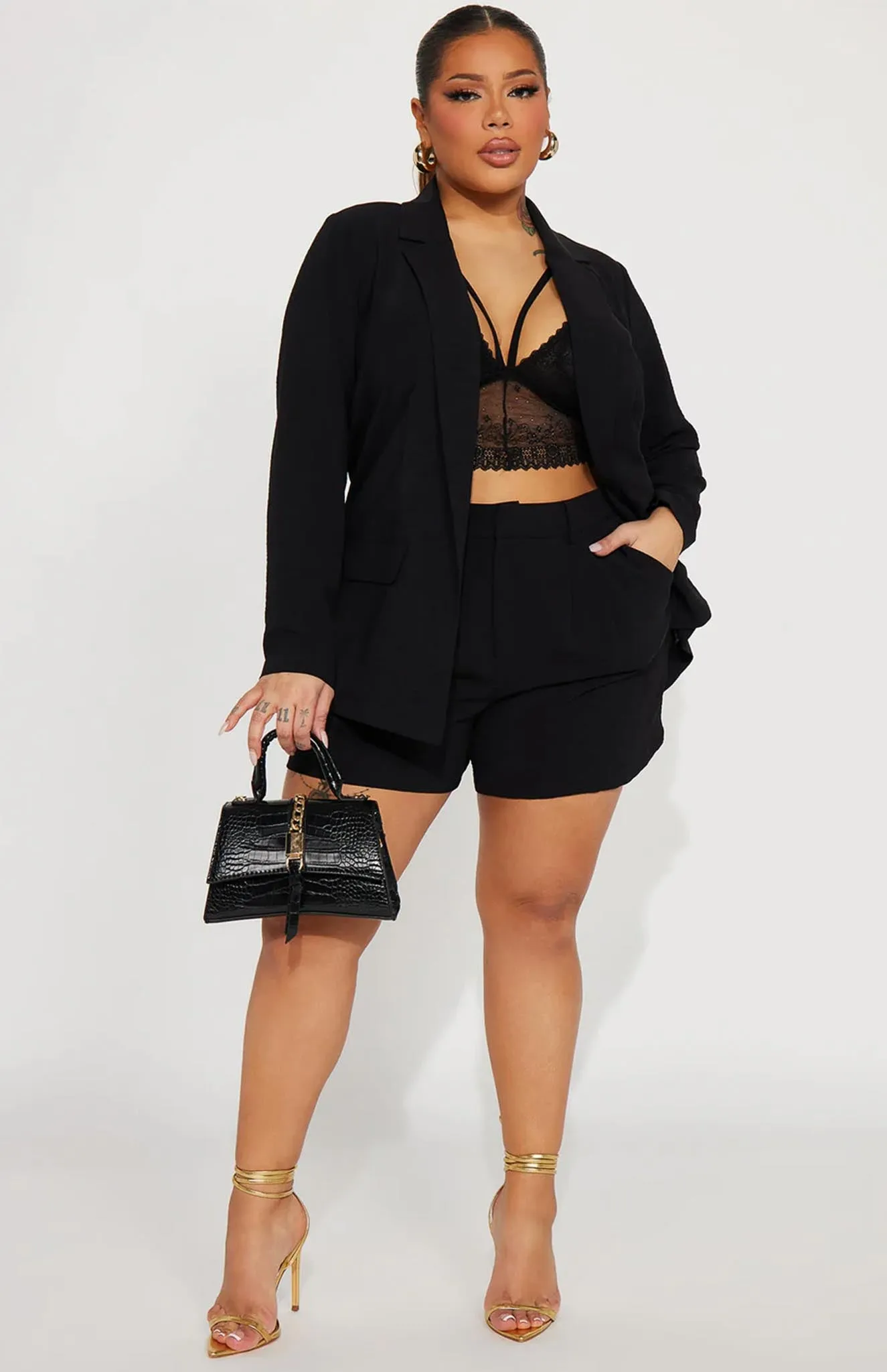 Black Beauty Blazer Short Set | Power Suit