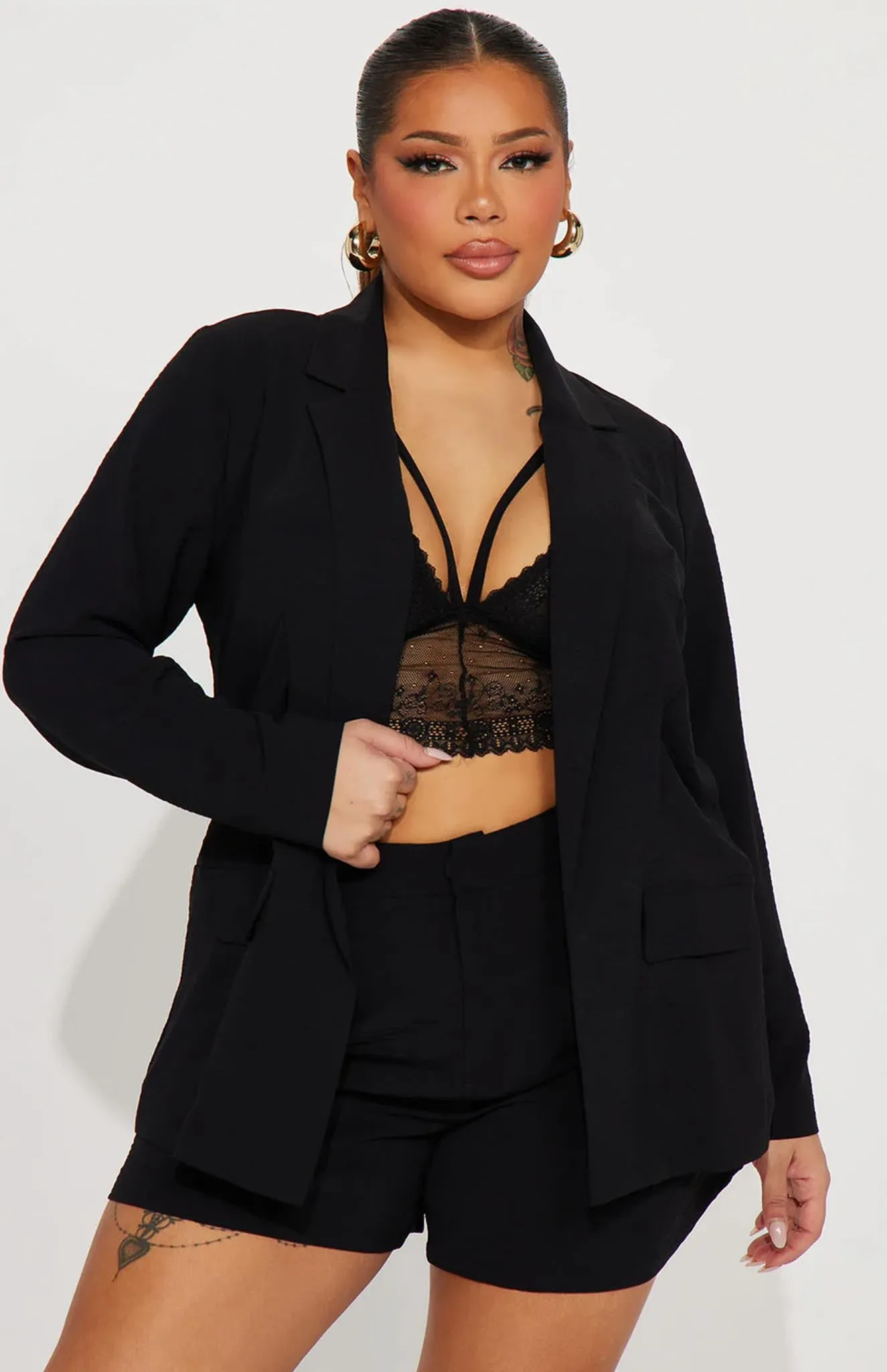 Black Beauty Blazer Short Set | Power Suit